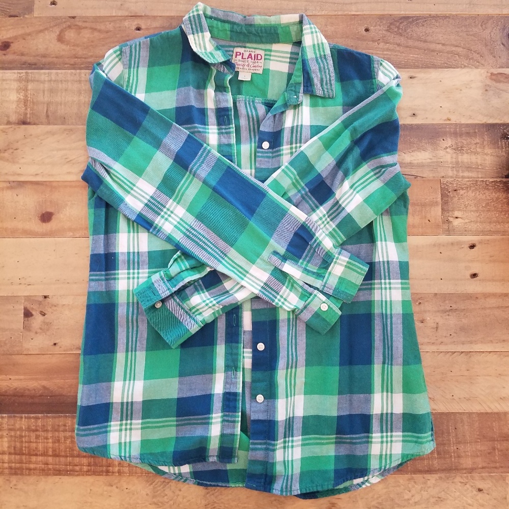 Green Plaid Old Navy Long Sleeve Small